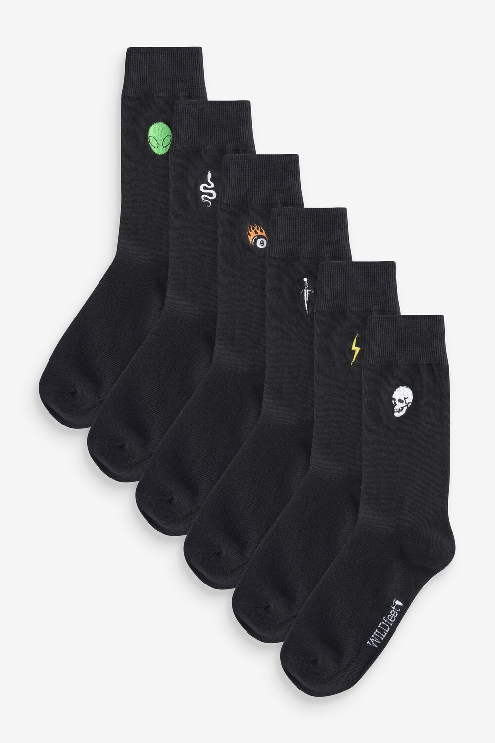 

Вышитые носки, 6 пар в упаковке Wild Feet, черный