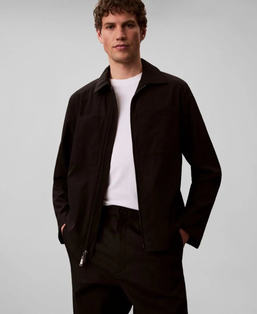 Мужская куртка-блузон из жатого хлопка Calvin Klein, Black — фото 2