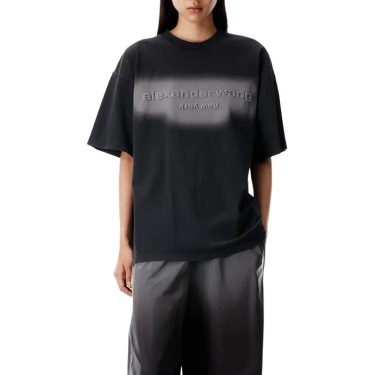 Футболка с логотипом и светоотражающим принтом Alexander Wang, черный
