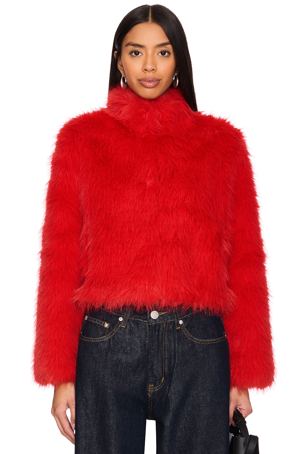 

Куртка из искусственного меха лисы x revolve Adrienne Landau, цвет goji berry