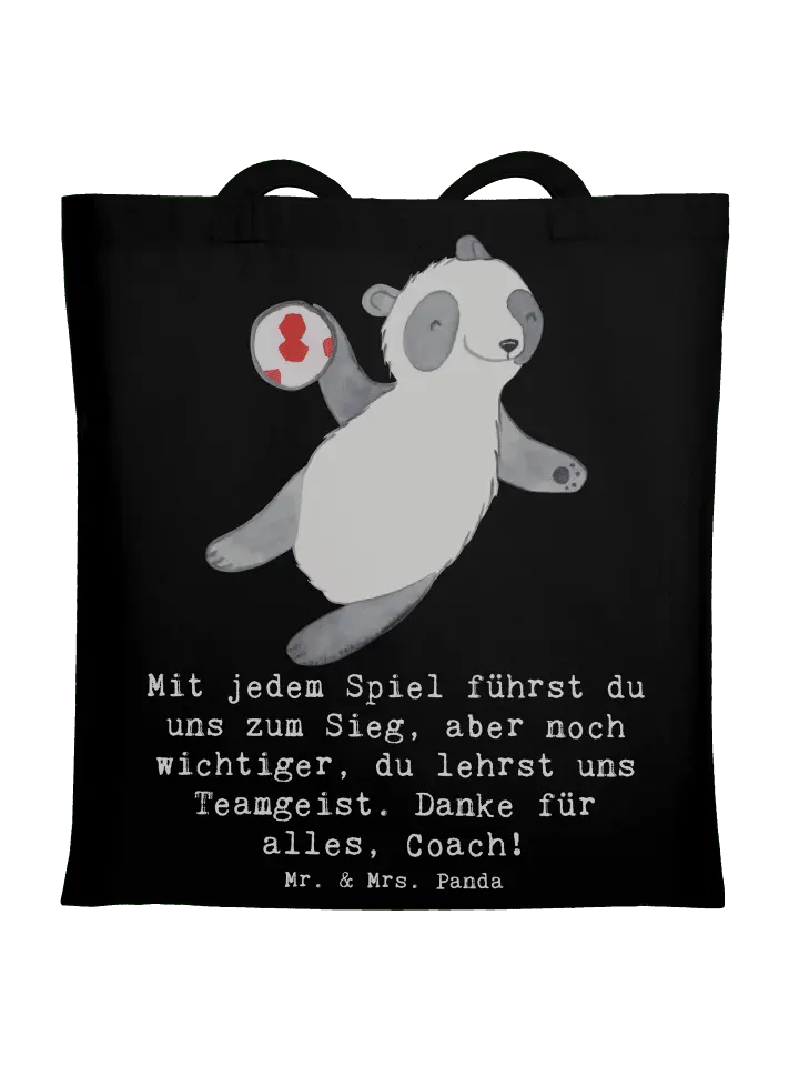 

Сумка для переноски Mr & Mrs Panda Handball Trainerin Dankeschön, черный