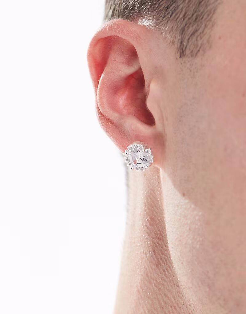 

Серьги-гвоздики с кубическим цирконием из настоящего серебра Asos Design