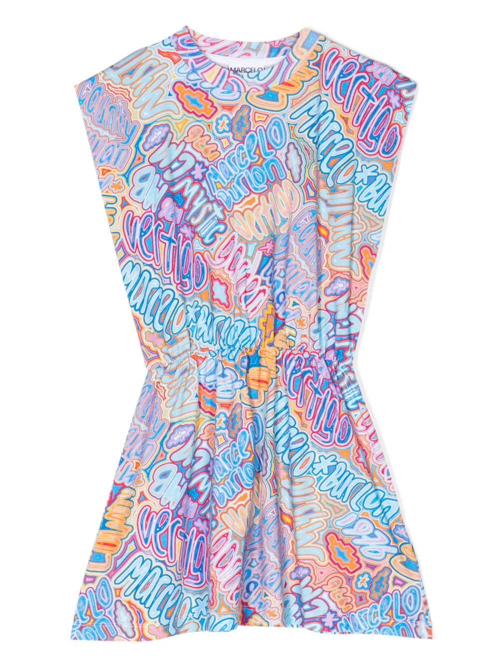 

Платье с логотипом и сборками Marcelo Burlon County Of Milan Kids, мультиколор