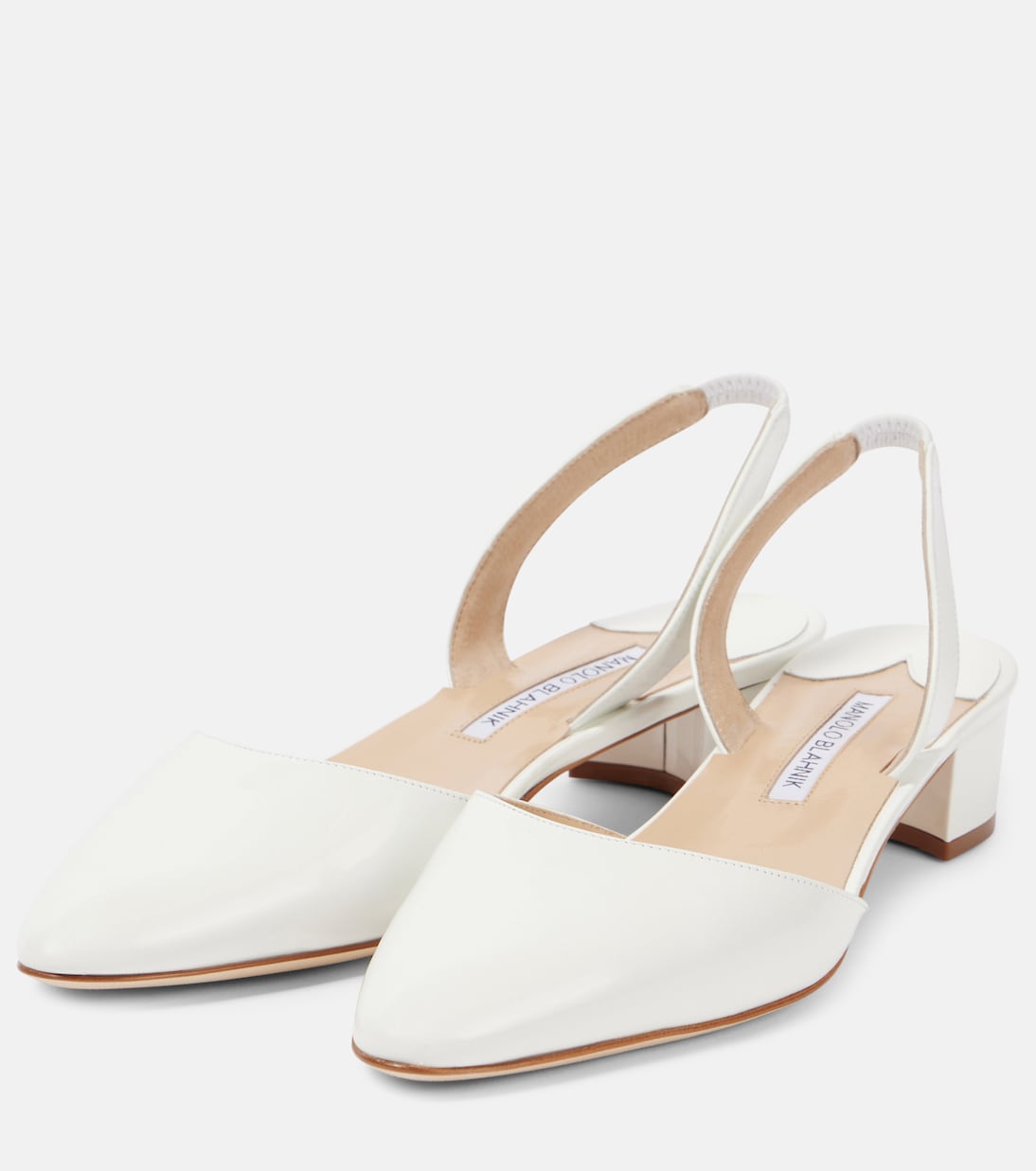 Бежевые кожаные туфли-лодочки Bridal Aspro 30 на ремешке Manolo Blahnik, 1012 Wht — фото 4