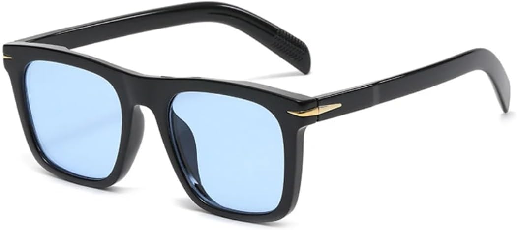 

Ретро-солнцезащитные очки с квадратными заклепками для женщин, модные очки с защитой от УФ-излучения UV400, трендовые мужские очки с прозрачными линзами и градиентным зеркальным покрытием UATXTAU, Black Blue