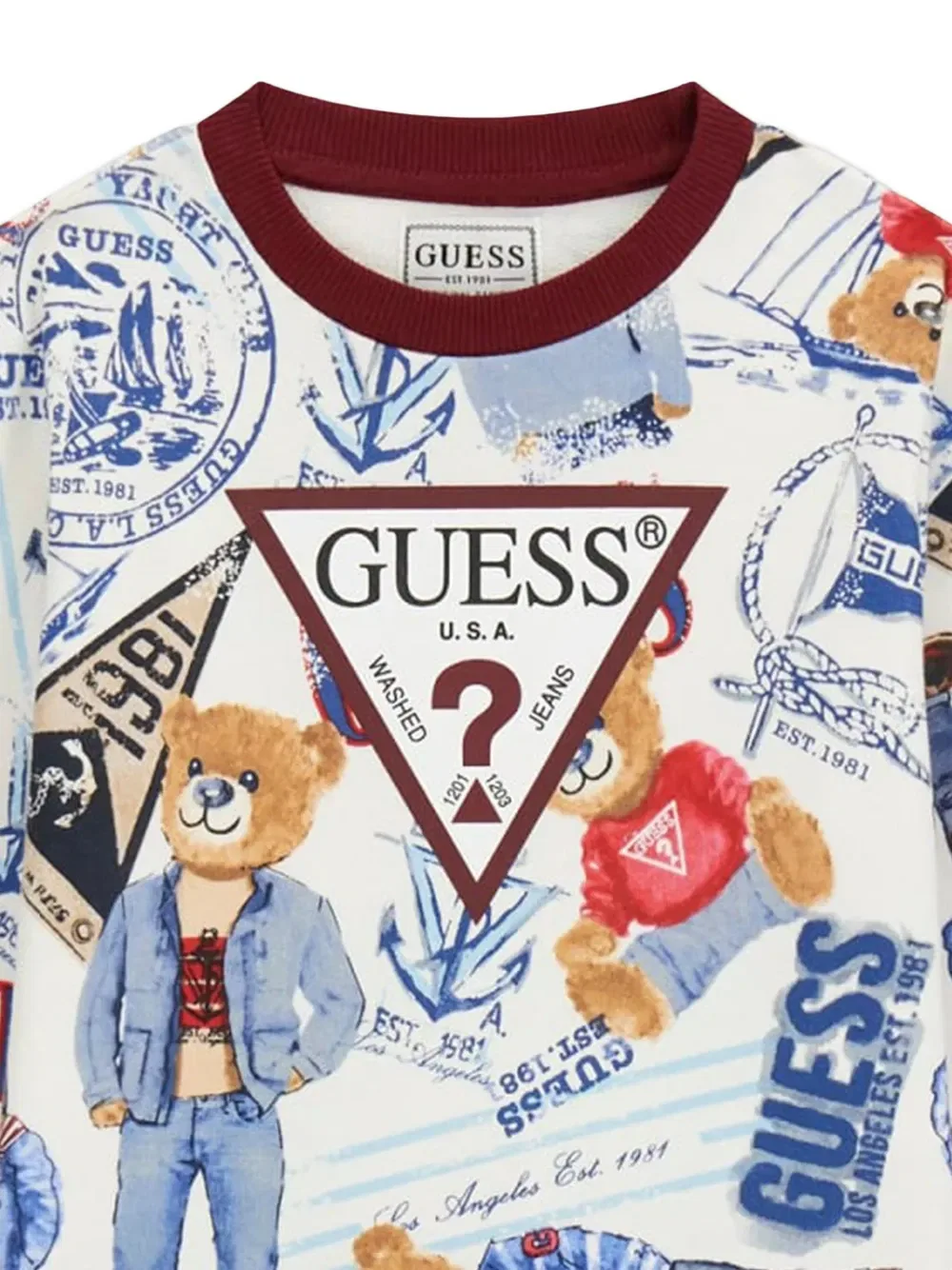 Толстовка с принтом медведя Guess Kids, белый — фото 4