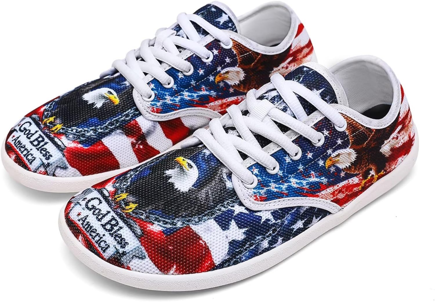 

Мужские повседневные дышащие кроссовки Luzeephang Barefoot Shoes с широким носком, на шнуровке, с нулевым перепадом высоты подошвы, для ходьбы и повседневной носки, Eagle With Usa Flag