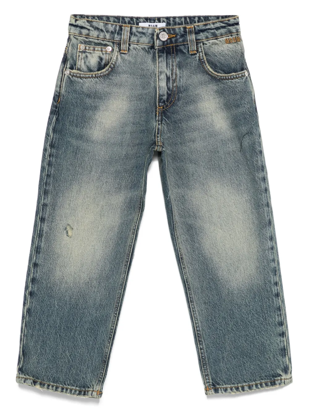 

Джинсы с эффектом потертости MSGM Kids, синий