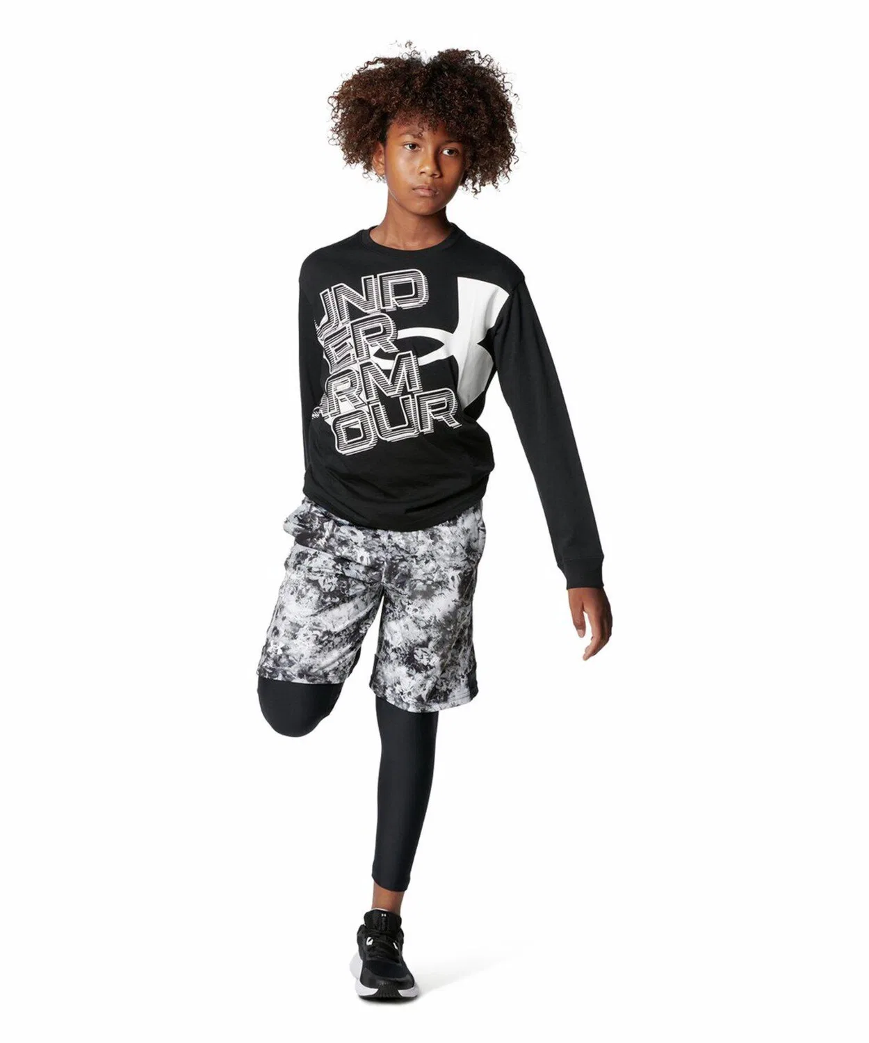 Леггинсы тренировочные Under Armour HeatGear Armor, детские, чёрные — фото 3
