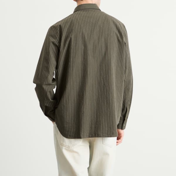 Рубашка Sarow с длинными рукавами из поплина в полоску Acne Studios, зеленый — фото 3