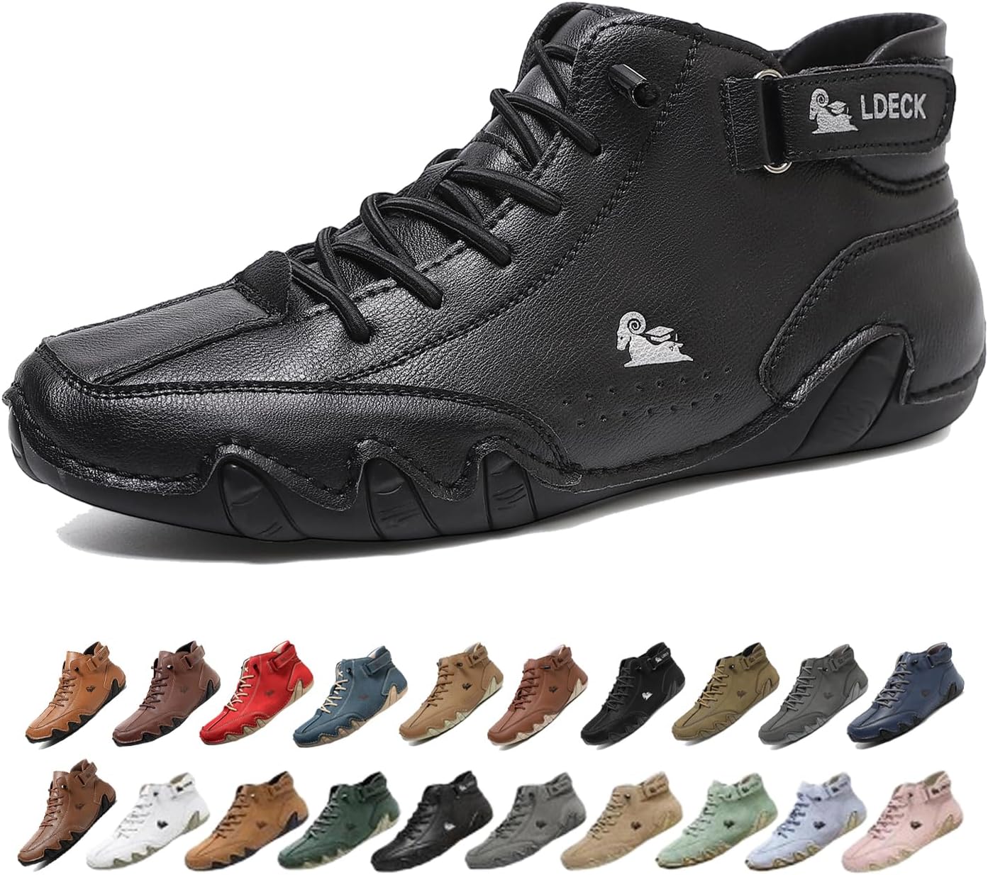 

Мужские водонепроницаемые дышащие высокие ботинки-чукка ручной работы, нескользящие, для походов, вождения, кемпинга, легкие босоножки на все сезоны Generic, черный