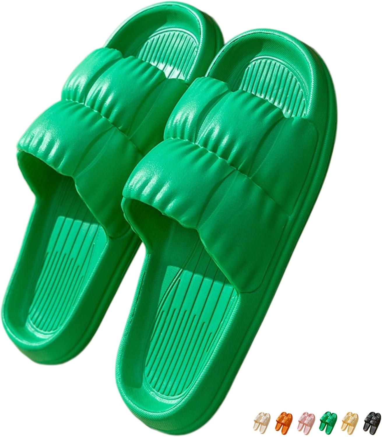 

Iwhgrmp Шлепанцы для душа Летние пляжные сандалии Домашние тапочки для ванной Противоскользящие легкие дышащие туфли Классные тапочки для женщин и мужчин Домашняя обувь, зеленый
