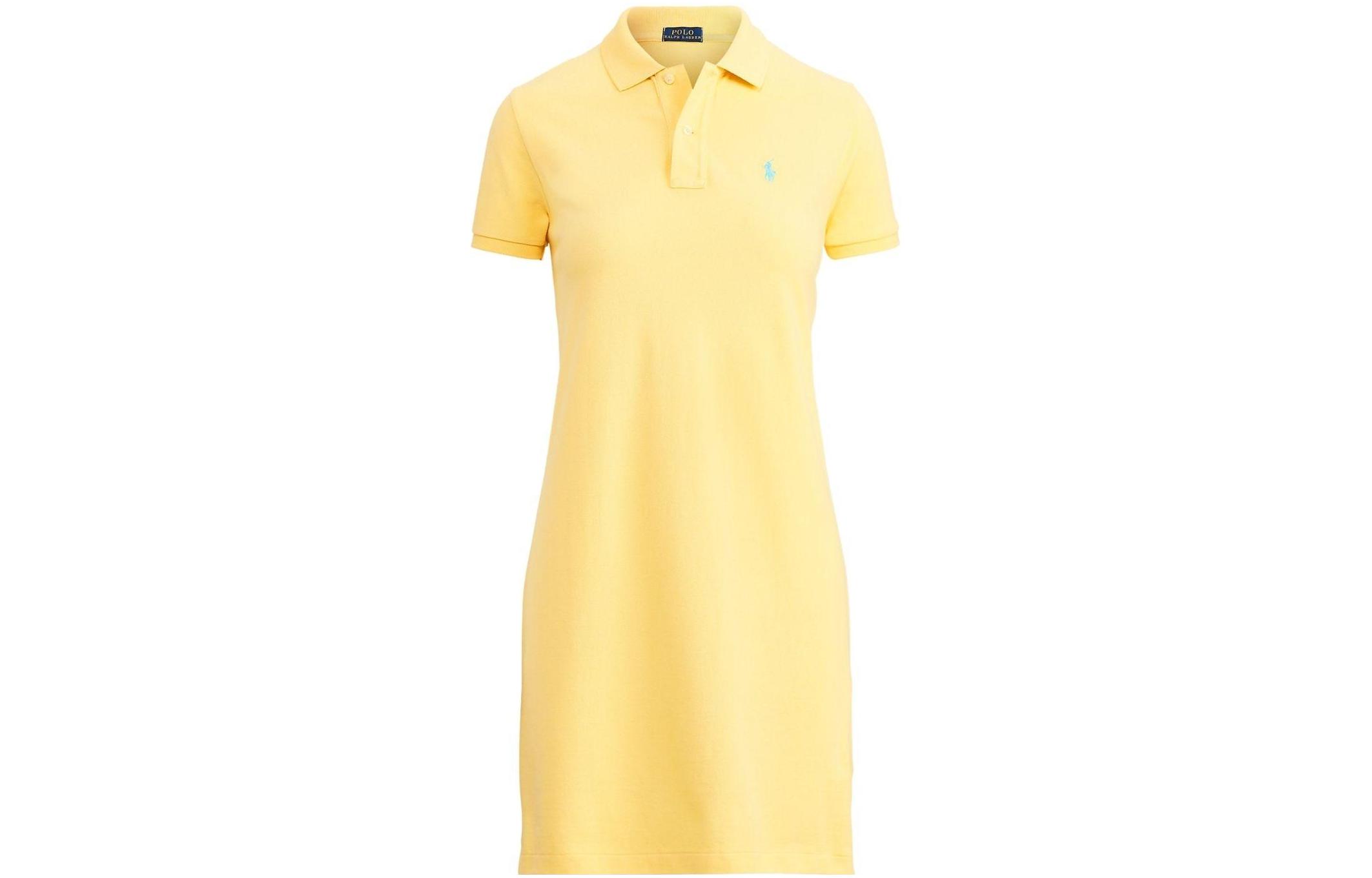 Поло-платье с коротким рукавом и вышитым логотипом Polo Ralph Lauren, желтый — фото 3