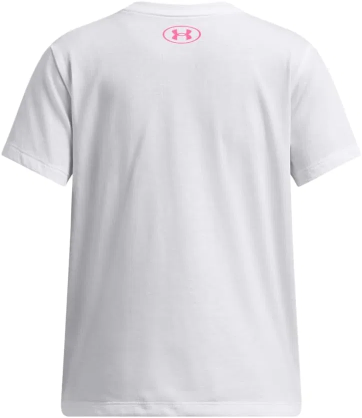 Футболка девичья Under Armour, цвет White / Super Pink / Super Pink — фото 2