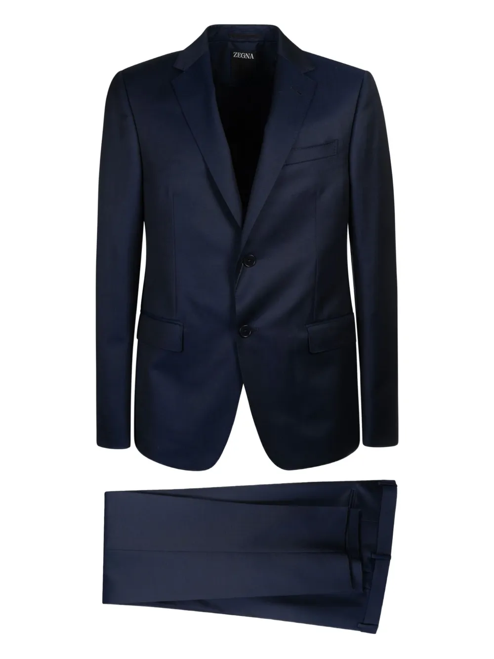 

Шерстяной костюм с однобортным пиджаком Zegna, синий