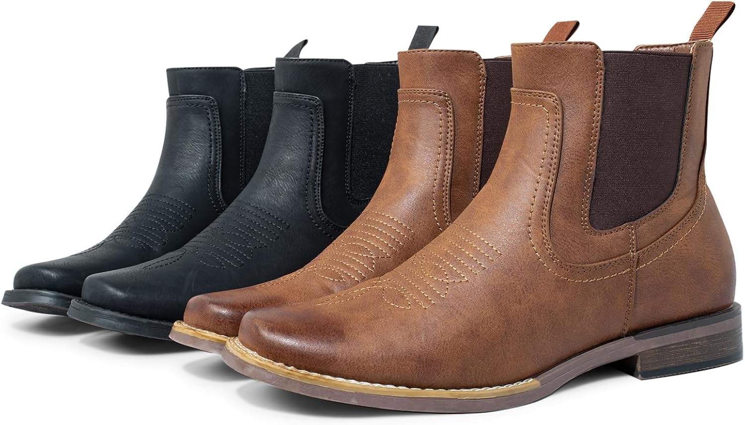 

Мужские ботинки J's.o.l.e 2 пары Chelsea Cowboy с квадратным носком и высокой голенью, стиль вестерн, подходящие для повседневной носки, набор ботинок коричневого и черного цвета J’S.O.L.E