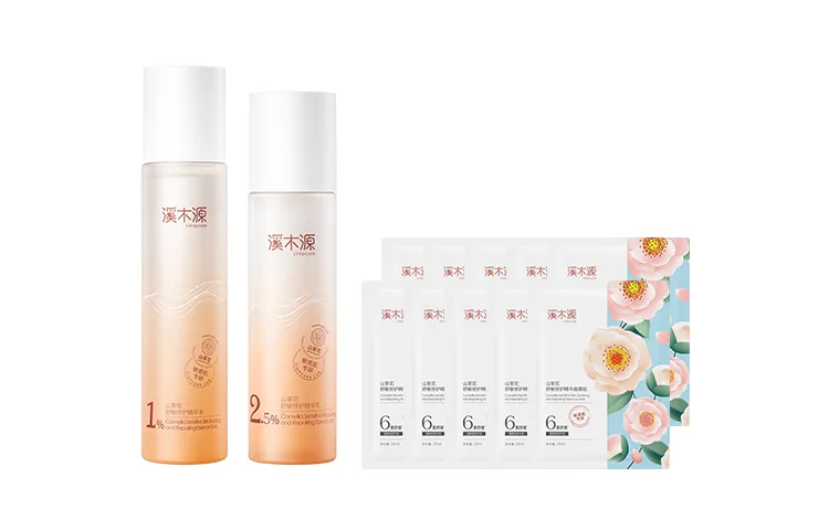 Simpcare Набор для ухода за кожей Camellia: успокаивающий, увлажняющий, восстанавливающий, Fourth Generation (120ml Water+100ml Lotion+Facial Mask 10 Pcs)