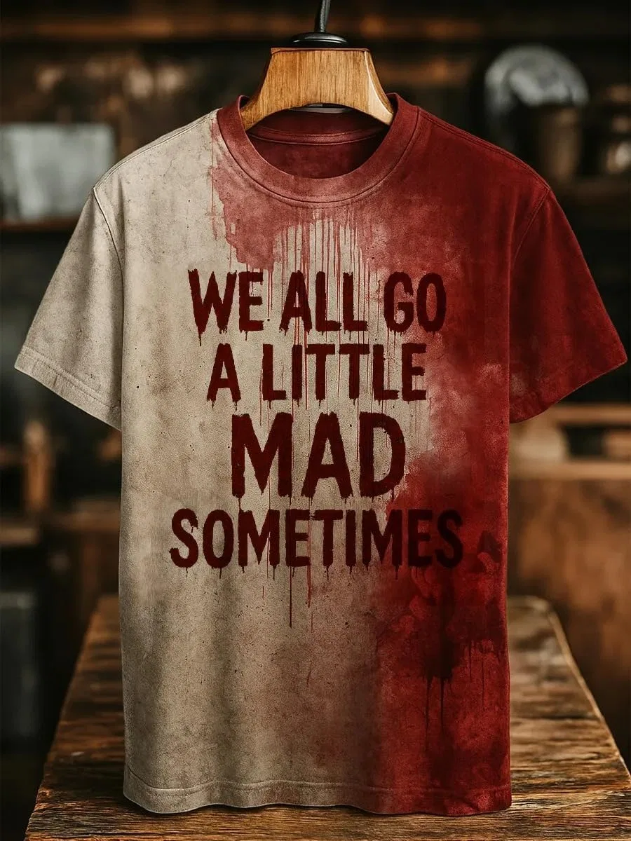 Футболка We All Go A Little Mad Sometimes Bloody Shirt Halloween Horror Generic, Khkai — фото 3