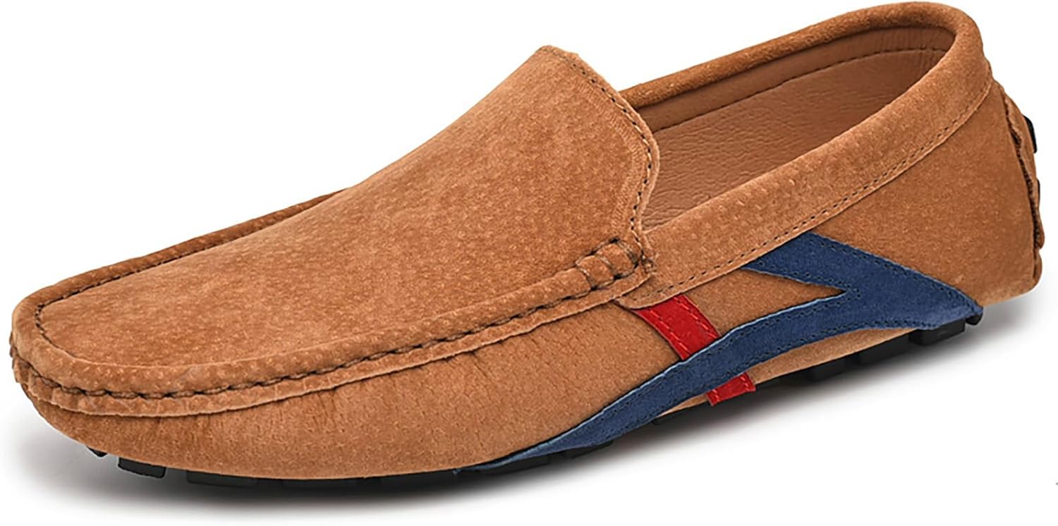 

Мужские кожаные деловые повседневные лоферы, удобные городские туфли без шнурков Generic, коричневый