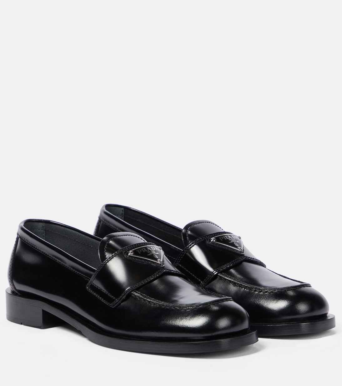 Кожаные лоферы с логотипом Prada, черный