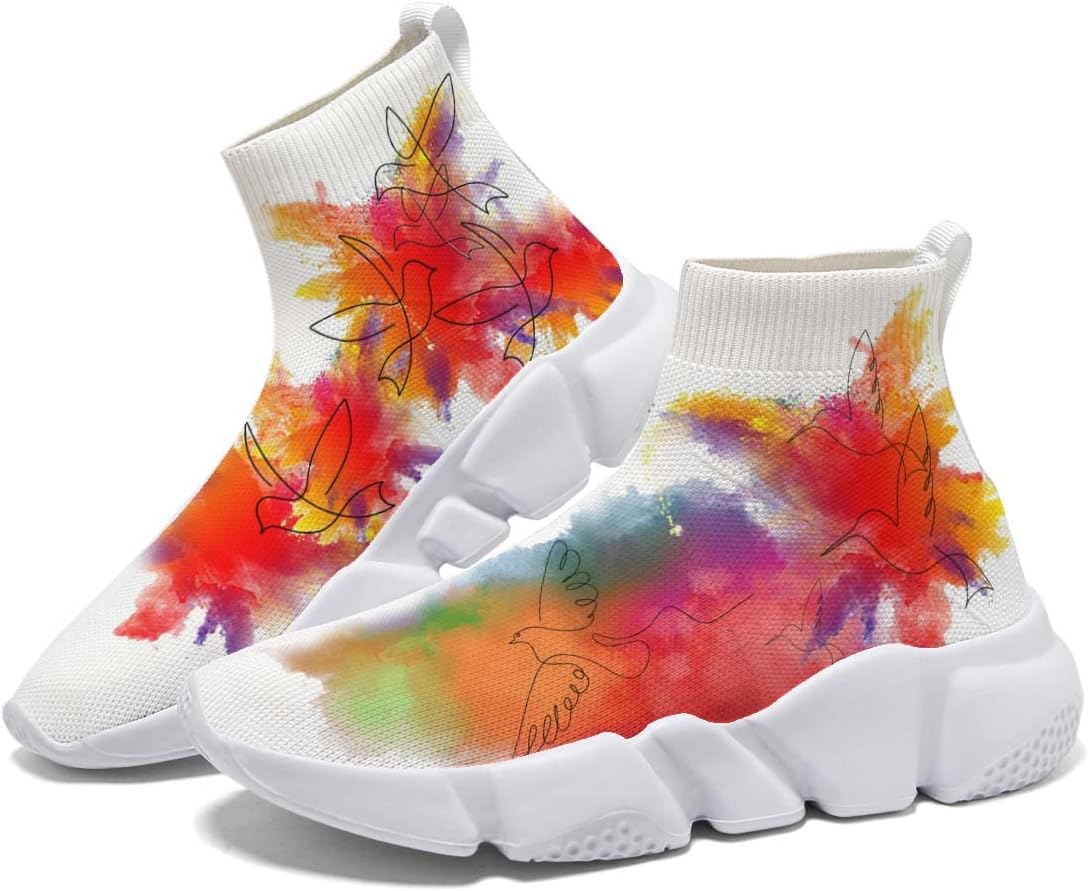 

Мужские модные кроссовки Hetios, удобные повседневные носочные туфли с акварельным граффити, Watercolor_style 12