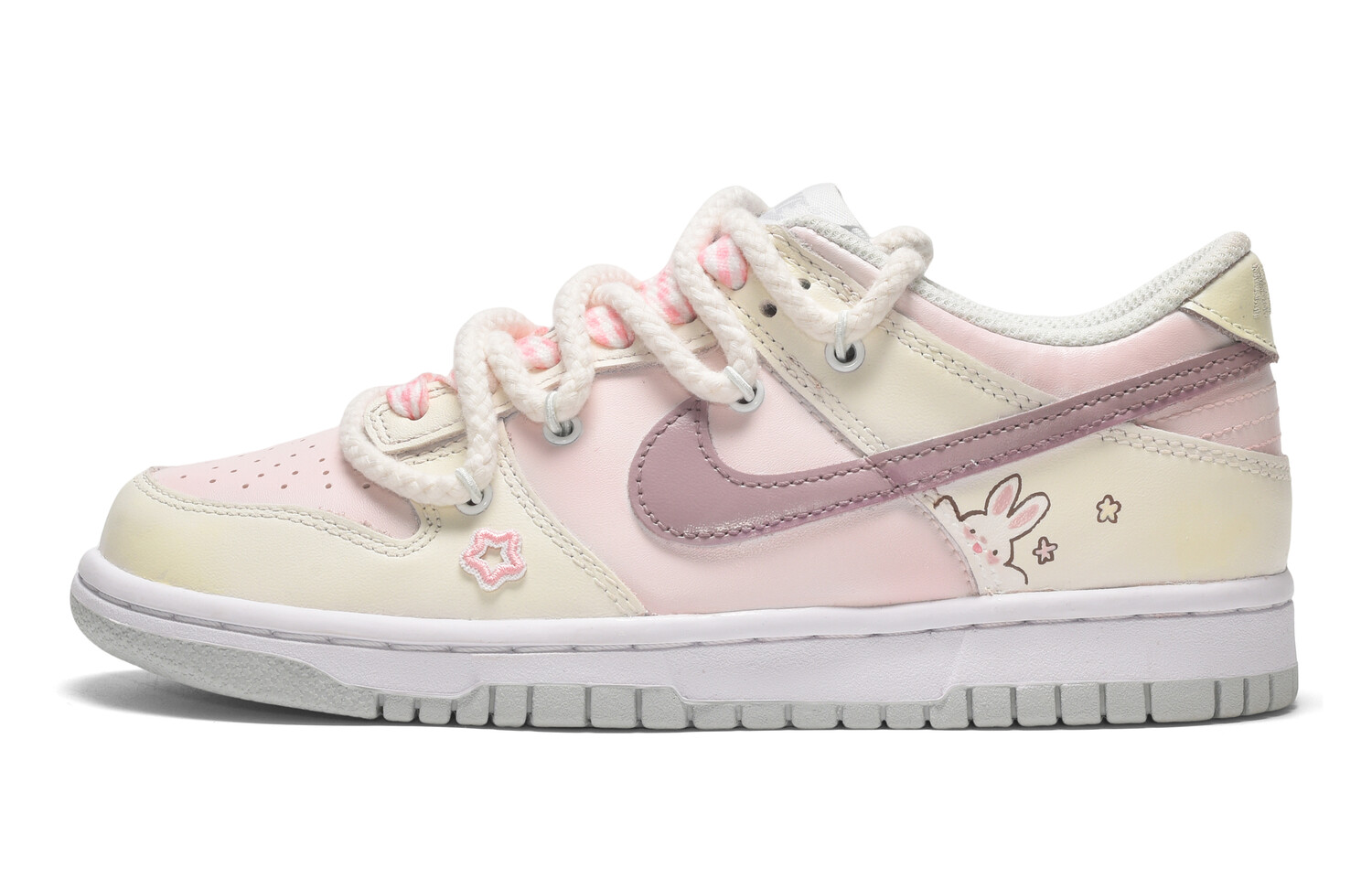 

Кроссовки Nike Dunk Skateboarding Shoes Women's Low-top Pink/Yellow, розовый