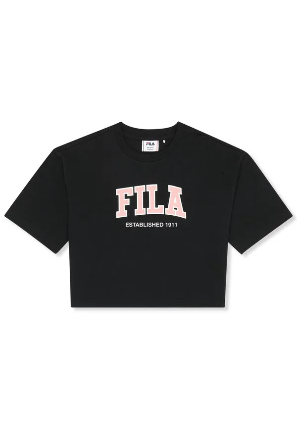 Одежда rifredi, укороченная футболка свободного кроя с графическим принтом. Fila, Black