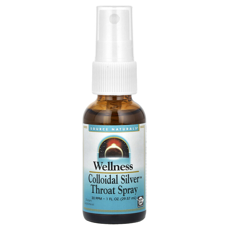 

Source Naturals, Wellness, спрей для горла с коллоидным серебром, 30 част. / Млн, 29,57 мл (1 жидк. Унция)