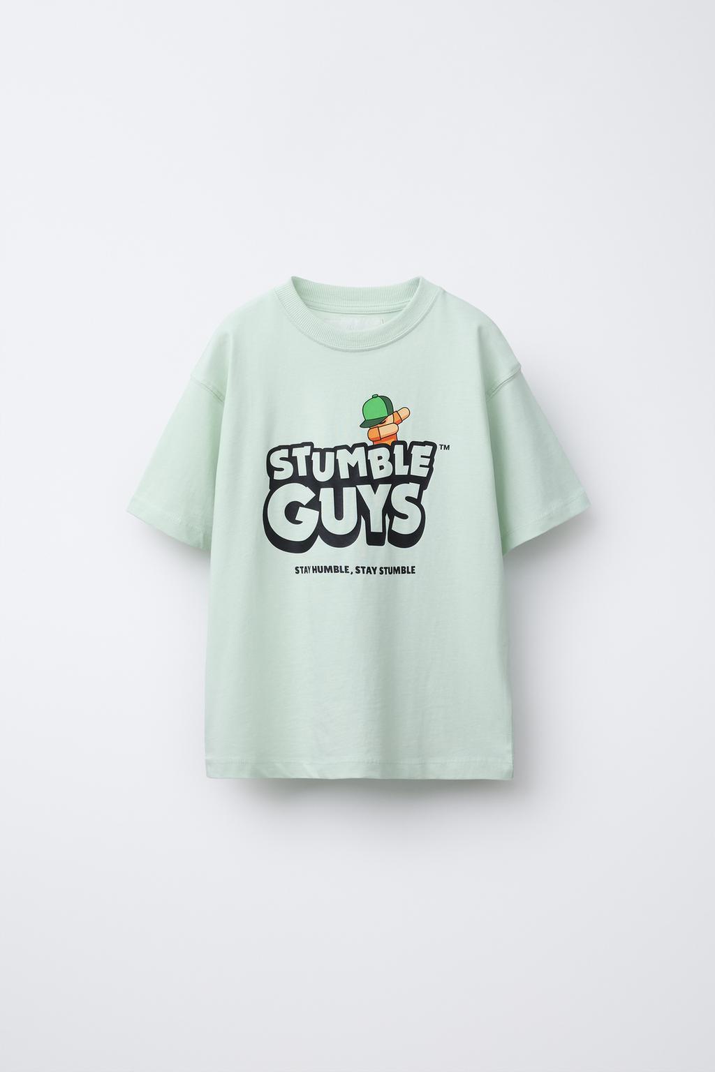 

Футболка с объемным принтом stumble guys ZARA, светло-зеленый