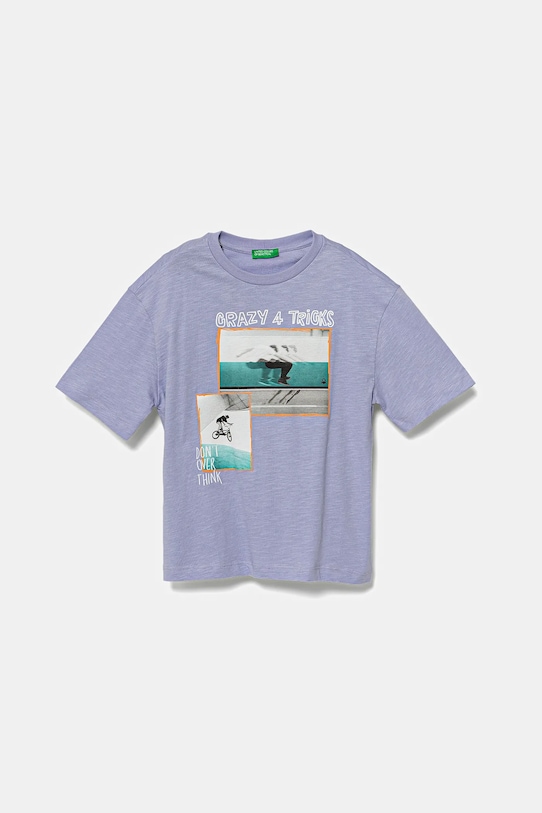 

Детская хлопковая футболка United Colors Of Benetton, фиолетовый