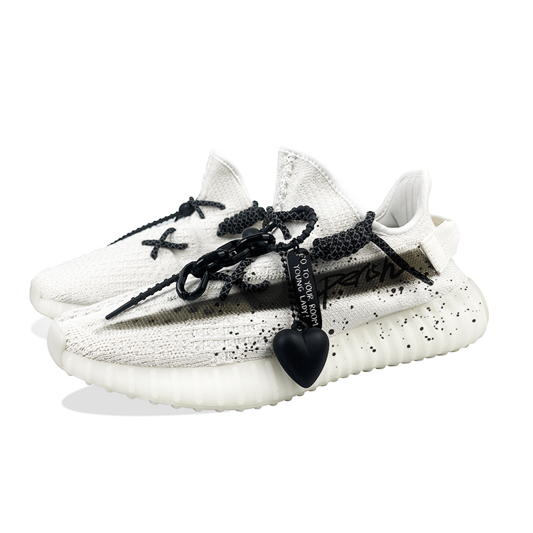Yeezy Boost 350 V2 Износостойкие низкие повседневные кроссовки Unisex White Black Adidas Originals — фото 3