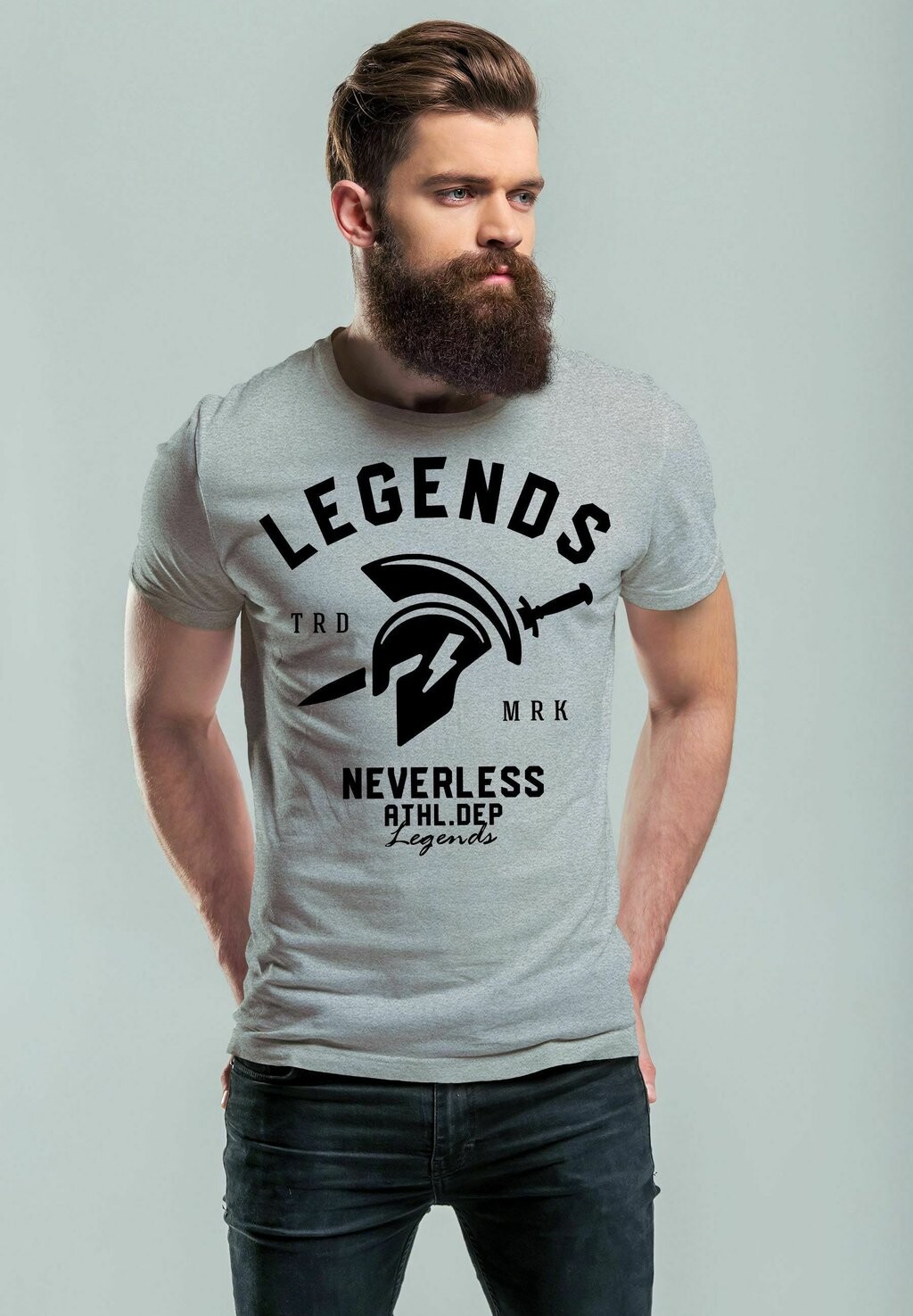 

Футболка с принтом COOLES LEGENDS SPARTA GLADIATOR GYM ATHLETICS SPO Neverless, серый