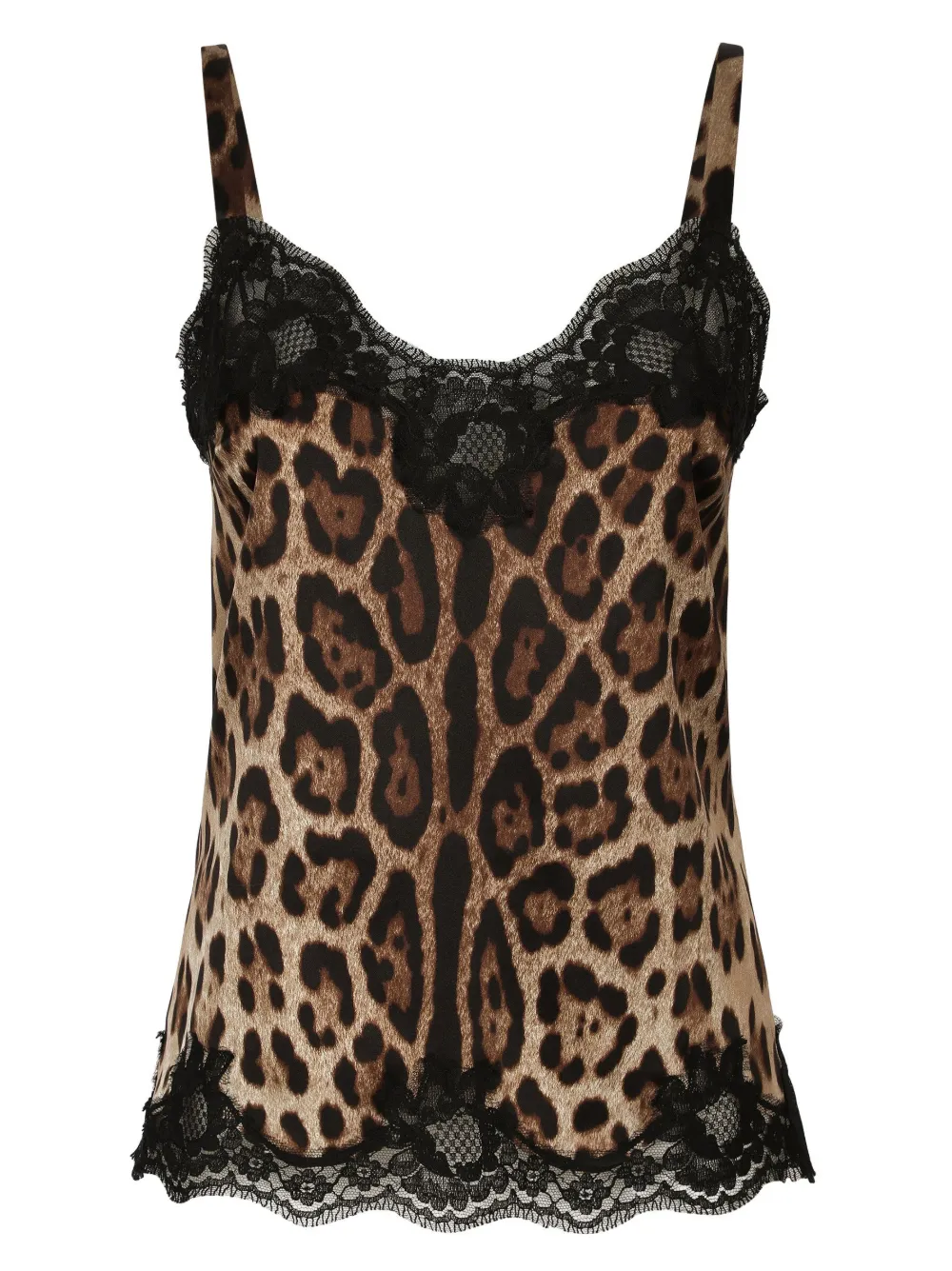 

Топ с леопардовым принтом и кружевом DOLCE & GABBANA, коричневый
