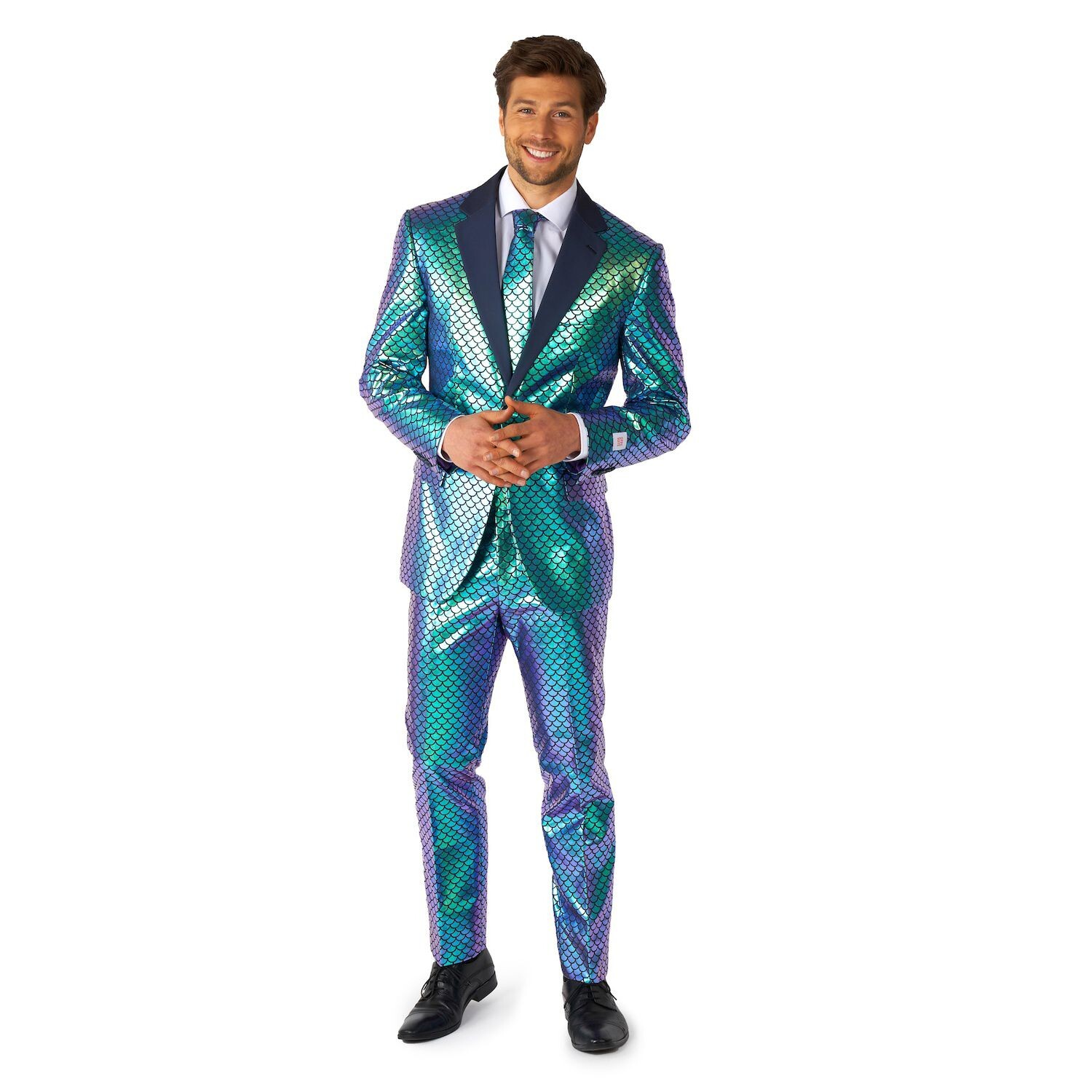 

Мужской костюм в стиле металлик с рыбьей чешуей OppoSuits