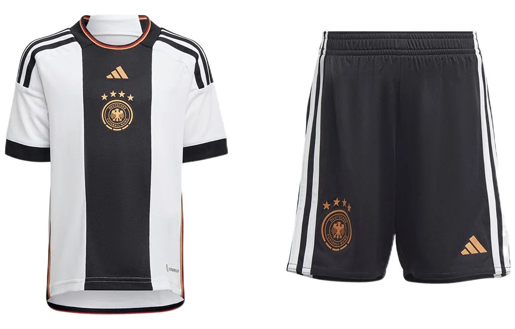 Детская повседневная спортивная футболка с круглым вырезом Adidas, Clothing Sets (White+Black) — фото 3