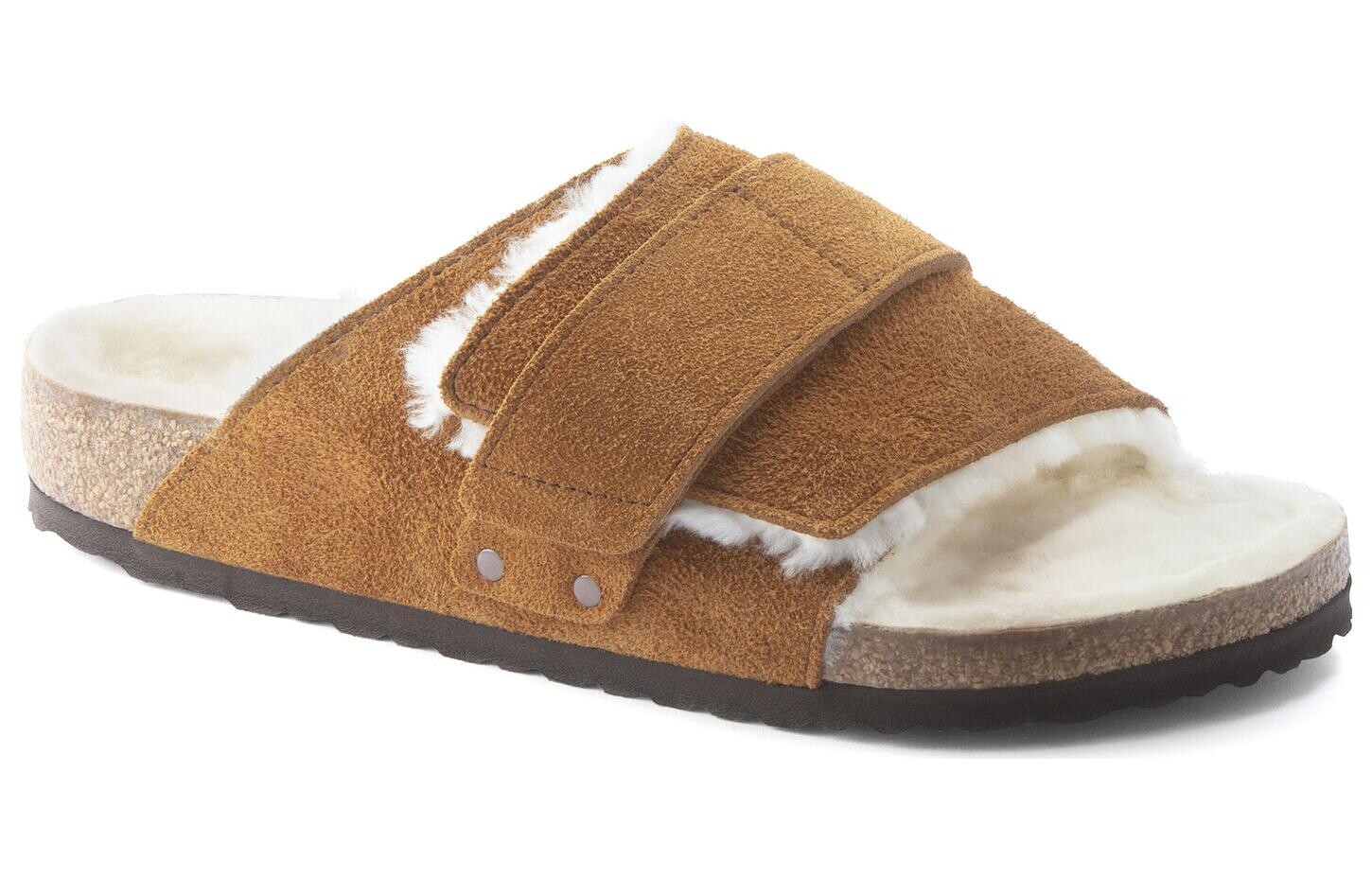 Шлепанцы Kyoto Shearling Suede Mink Birkenstock, цвет Tan — фото 2