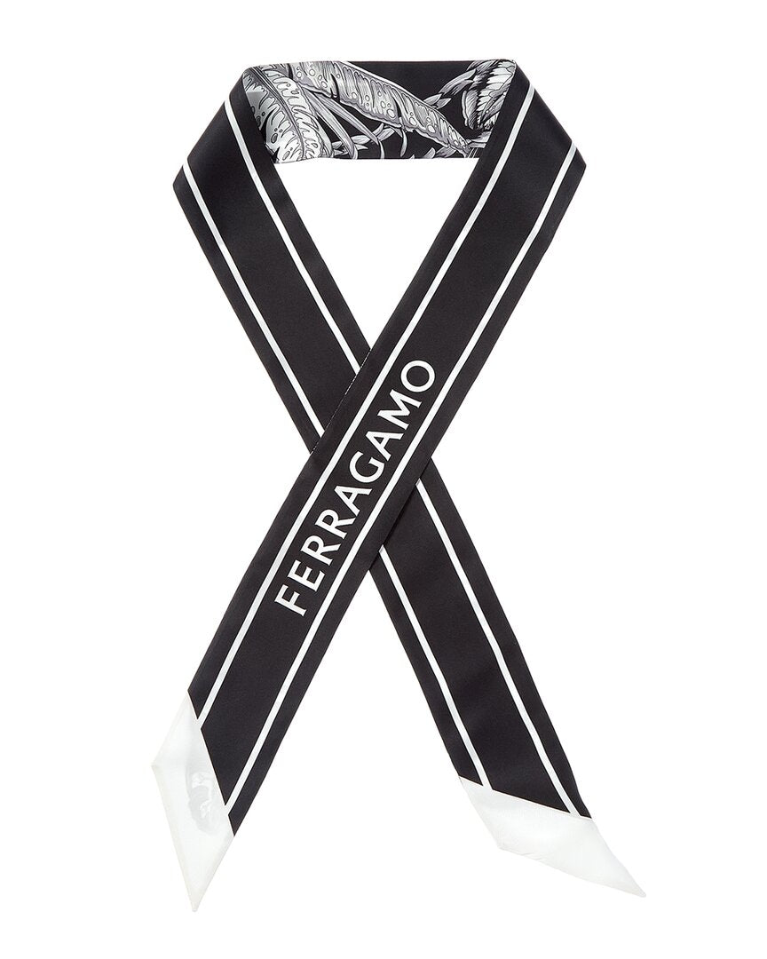 

Шелковый шарф с логотипом Ferragamo Salvatore Ferragamo, черный