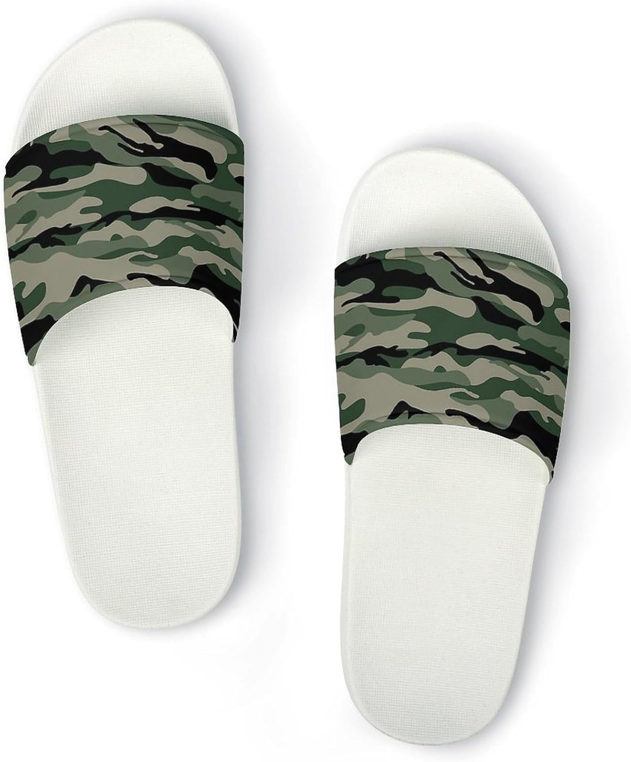 

Зеленые камуфляжные сандалии-шлепанцы с самолетами, унисекс - с принтом - можно носить как дома, так и на улице Generic