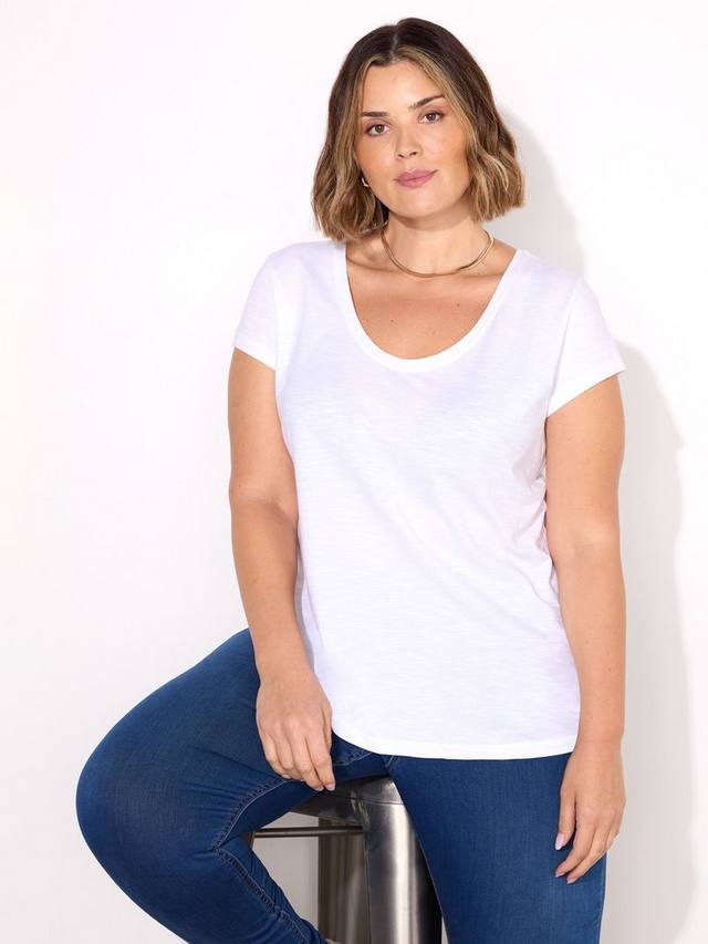 

Футболка с круглым вырезом и текстурной вязкой Live Unlimited, White