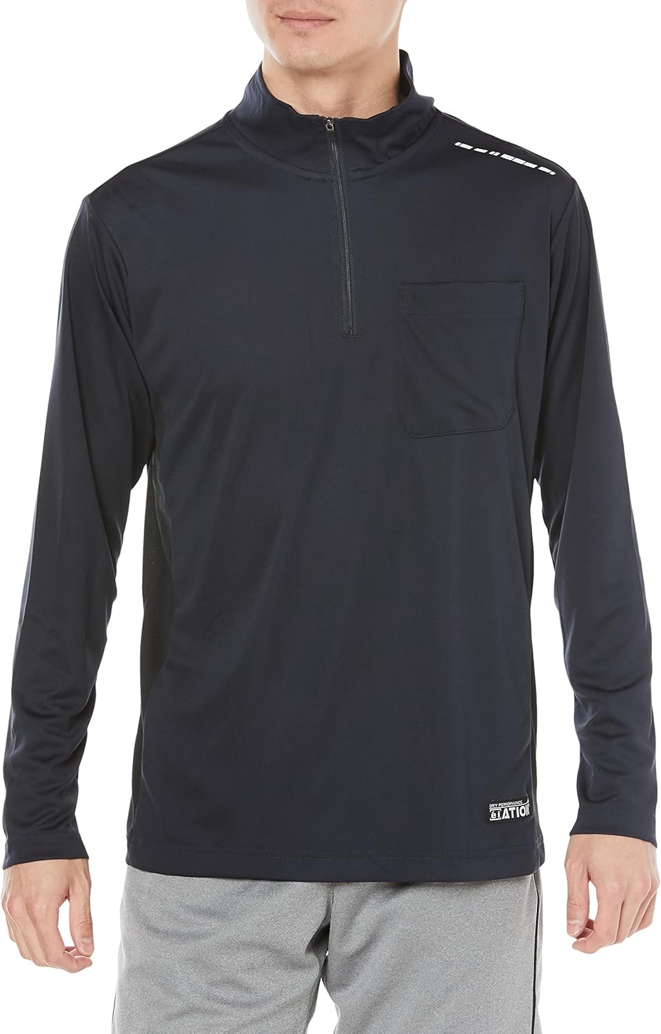 

Поло с длинными рукавами и застежкой-молнией A-Shon Cool Print Ation, темно-синий