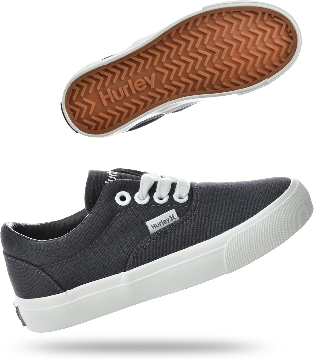 

Детские кеды Hurley Marley на шнуровке - низкие кроссовки для скейтбординга для детей, спортивная обувь для мальчиков и девочек, белый/угольный