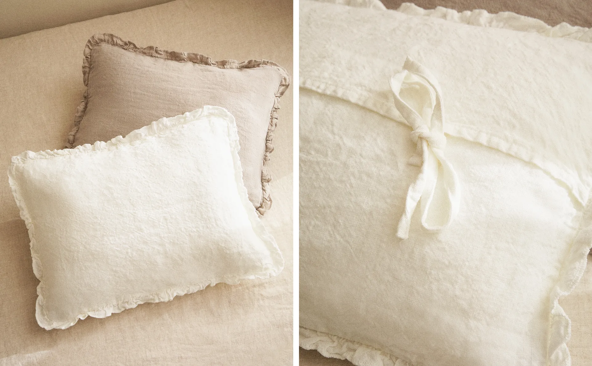 

Чехол на подушку из стираного льна Zara Home, белый