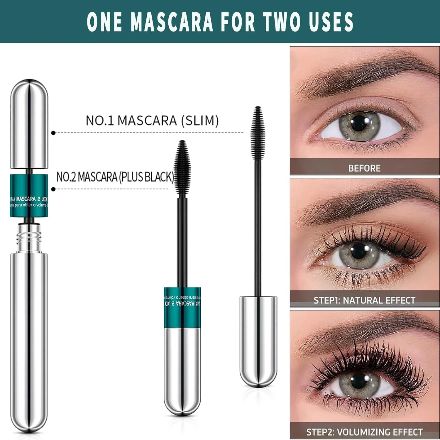 Тушь для ресниц 4D Silk Fibre Lash Mascara, водостойкая, 2-в-1 Housn, B — фото 3