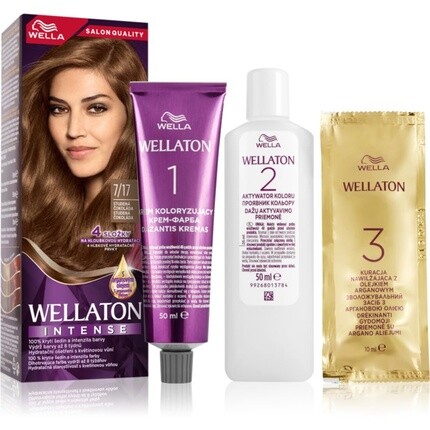 

Wella Интенсивная стойкая краска для волос Wellaton с аргановым маслом 7/17 Frosted Chocolate - 1 шт.