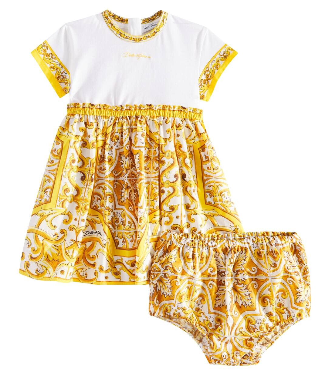 

Платье из хлопкового поплина Baby Majolica с панталонами Dolce&Gabbana Kids, цвет variante abbinata