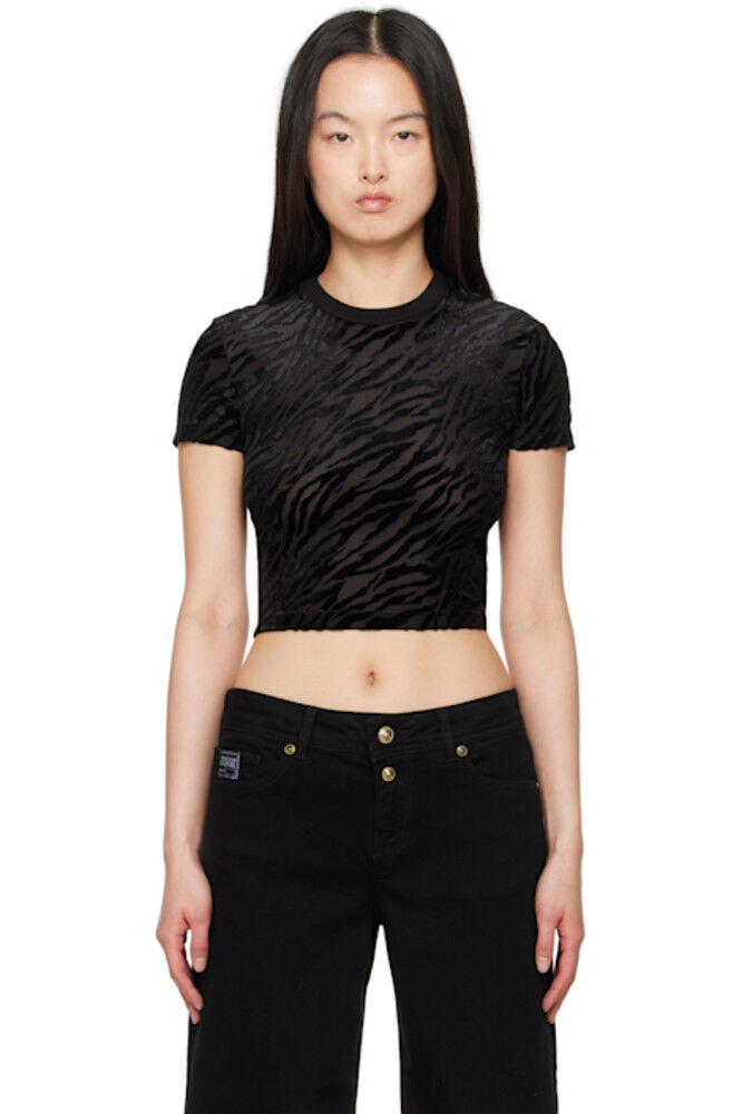 

Черная футболка Zebra Devoré Crop Versace Jeans Couture