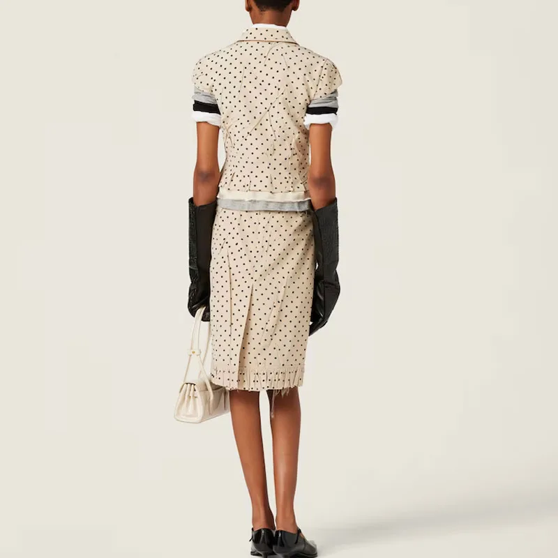 MIU MIU Футболка женская Ivory с круглым вырезом — фото 4