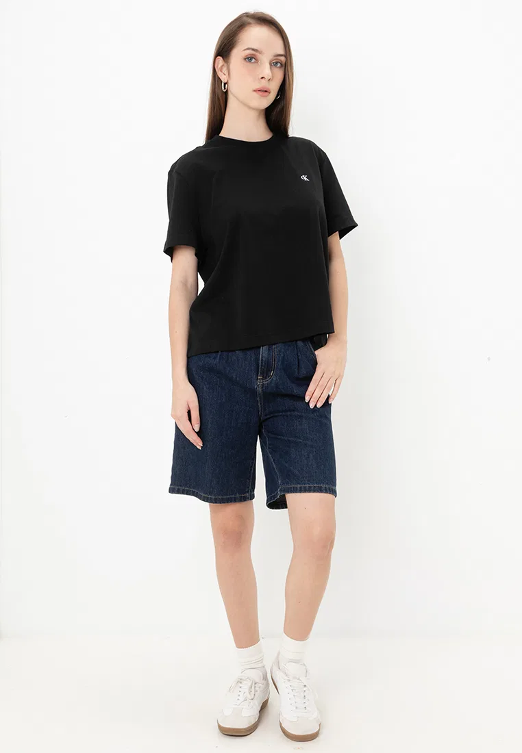 Футболка с круглым вырезом и логотипом, Calvin Klein Jeans, черный — фото 4