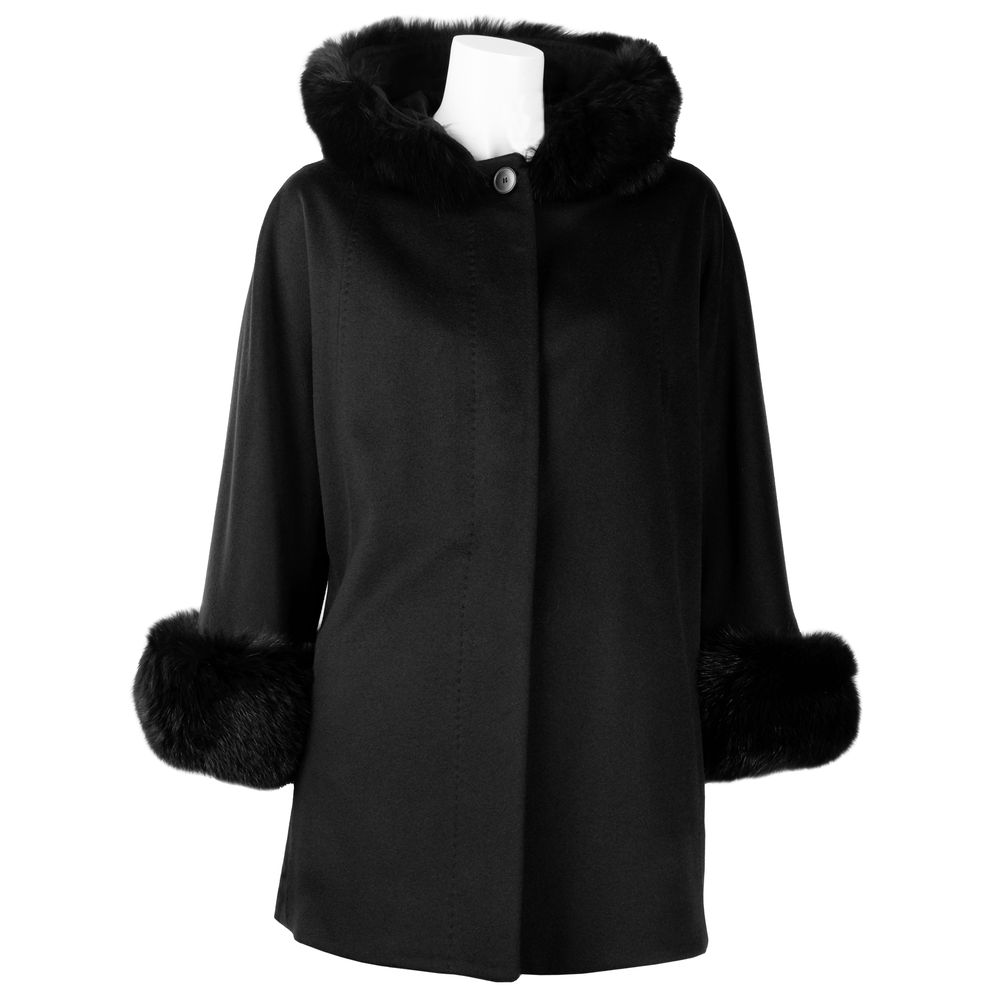 

Черное шерстяное женское пальто Made in Italy