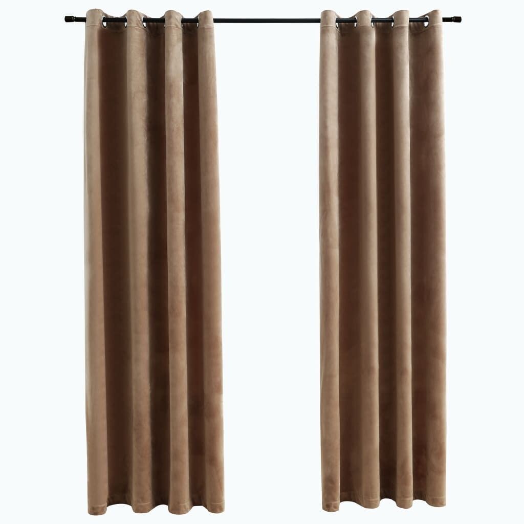 

VidaXL Плотные шторы с люверсами 2 шт. Бархатные бежевые 140x245 см